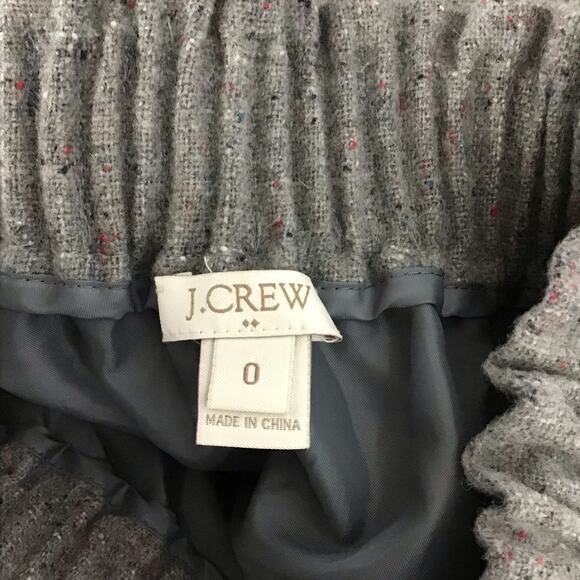 J CREW Gray Wool Woven Tweed Pull On Sidewalk Market Skirt sz 0 - Picture 7 of 9